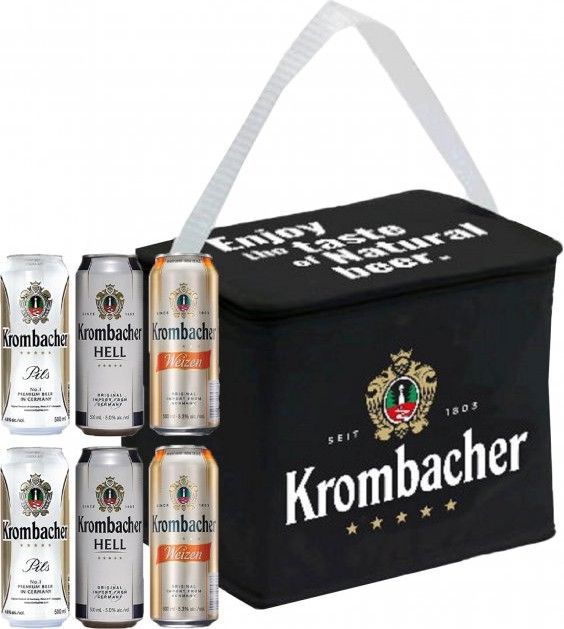 Набор пива Krombacher (Pils 2 шт. х 0.5 л, Hell 2 шт. х 0.5 л, Weizen 2 шт. х 0.5 л) + термосумка - фото 1