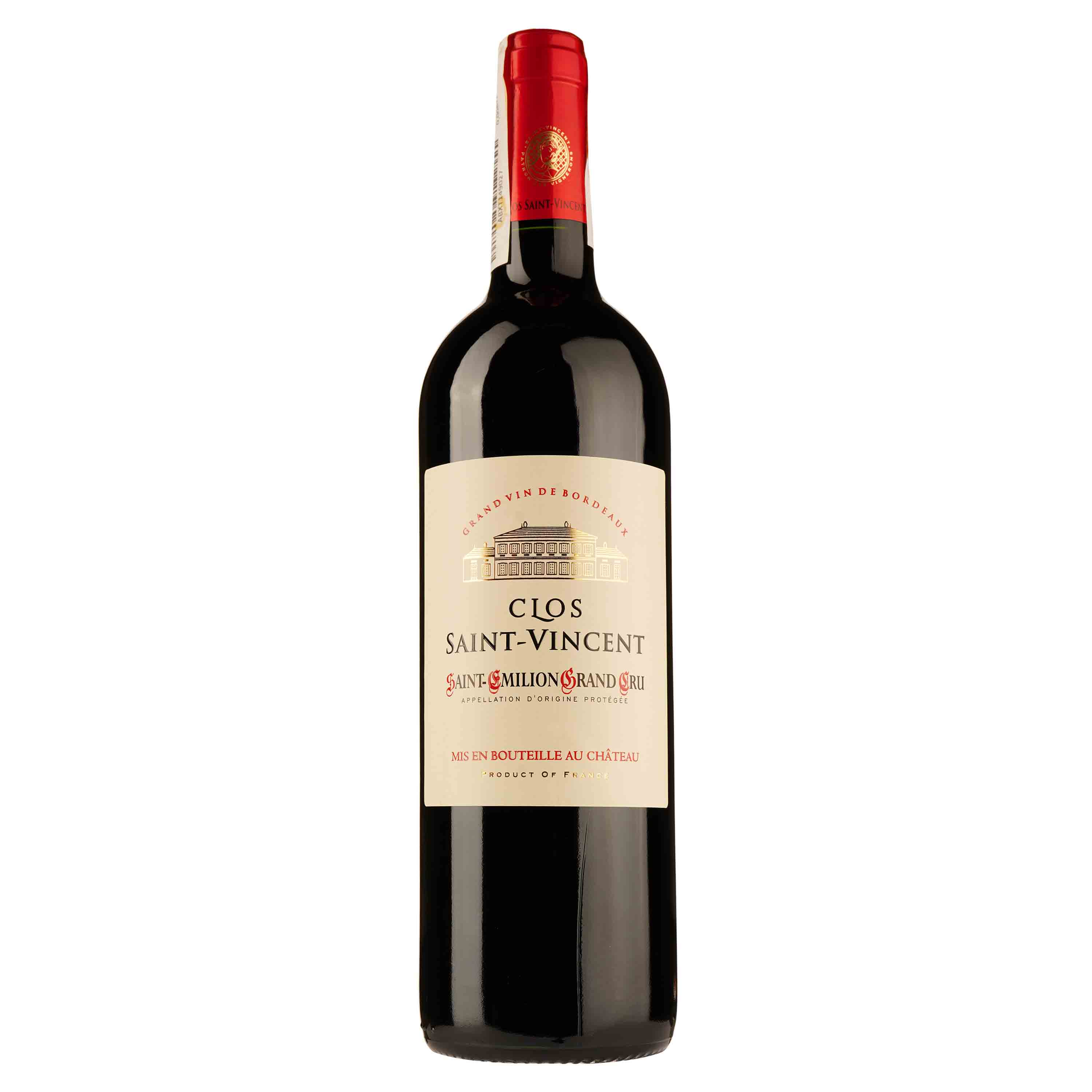 Вино Les Grands Chais de France Chateau Clos Saint-Vincent Saint-Emilion Grand Cru, красное, сухое, 14%, 0,75 л - фото 1