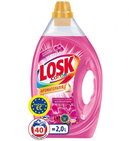 Гель для прання Losk Color Ароматерапія з ефірними оліями та ароматом Малазійських квітів, 2 л (884068) - фото 1