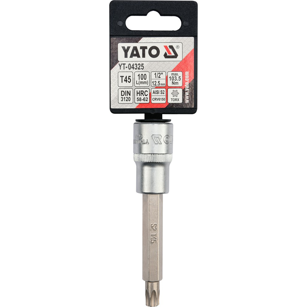 Головка торцевая Yato квадрат 1/2" TORX удлиненная Т45 L= 100 мм (YT-04325) - фото 3