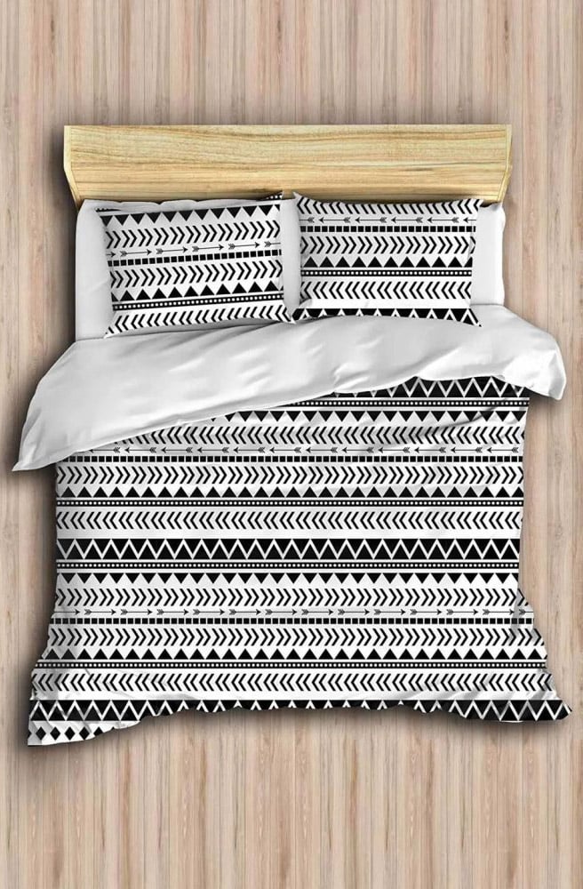 Комплект постельного белья Eponj Home B&W Artec, ранфорс, евростандарт, белый с черным, 4 предмета (svt-2000022306614) - фото 1