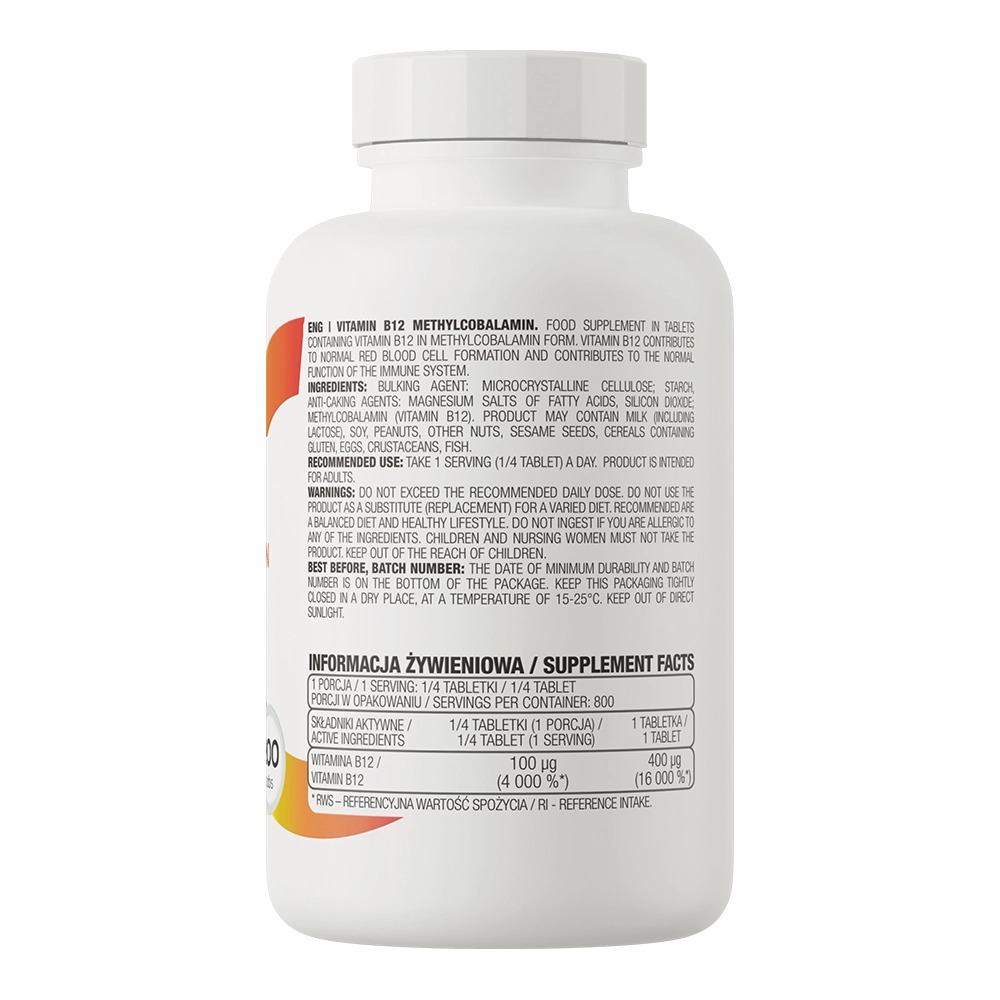 Витамин OstroVit Vitamin B12 Methylcobalamin 200 таблеток - фото 3