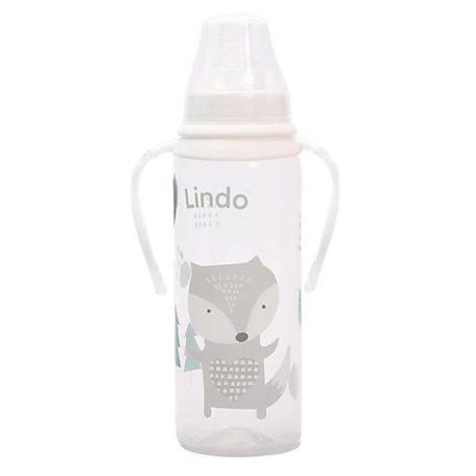 Пляшечка для годування Lindo, з ручками, 250 мл, білий (Li 141 біл) - фото 1