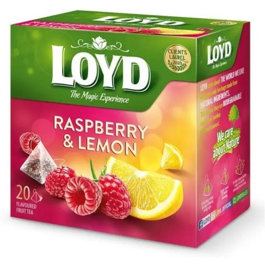 Чай фруктовий Loyd Raspberry&Lemon, малина та лимон, в пірамідках, 40 г - фото 1