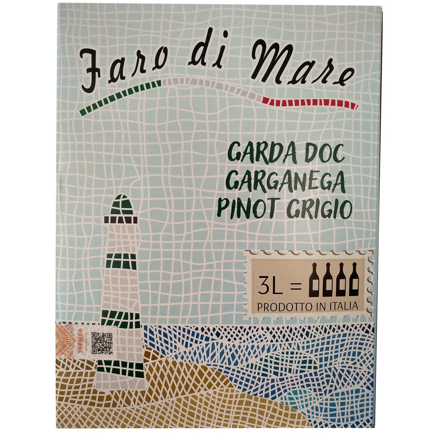 Вино Faro Di Mare Pinot Grigio Garganaga DOC, белое, сухое, 3 л - фото 1