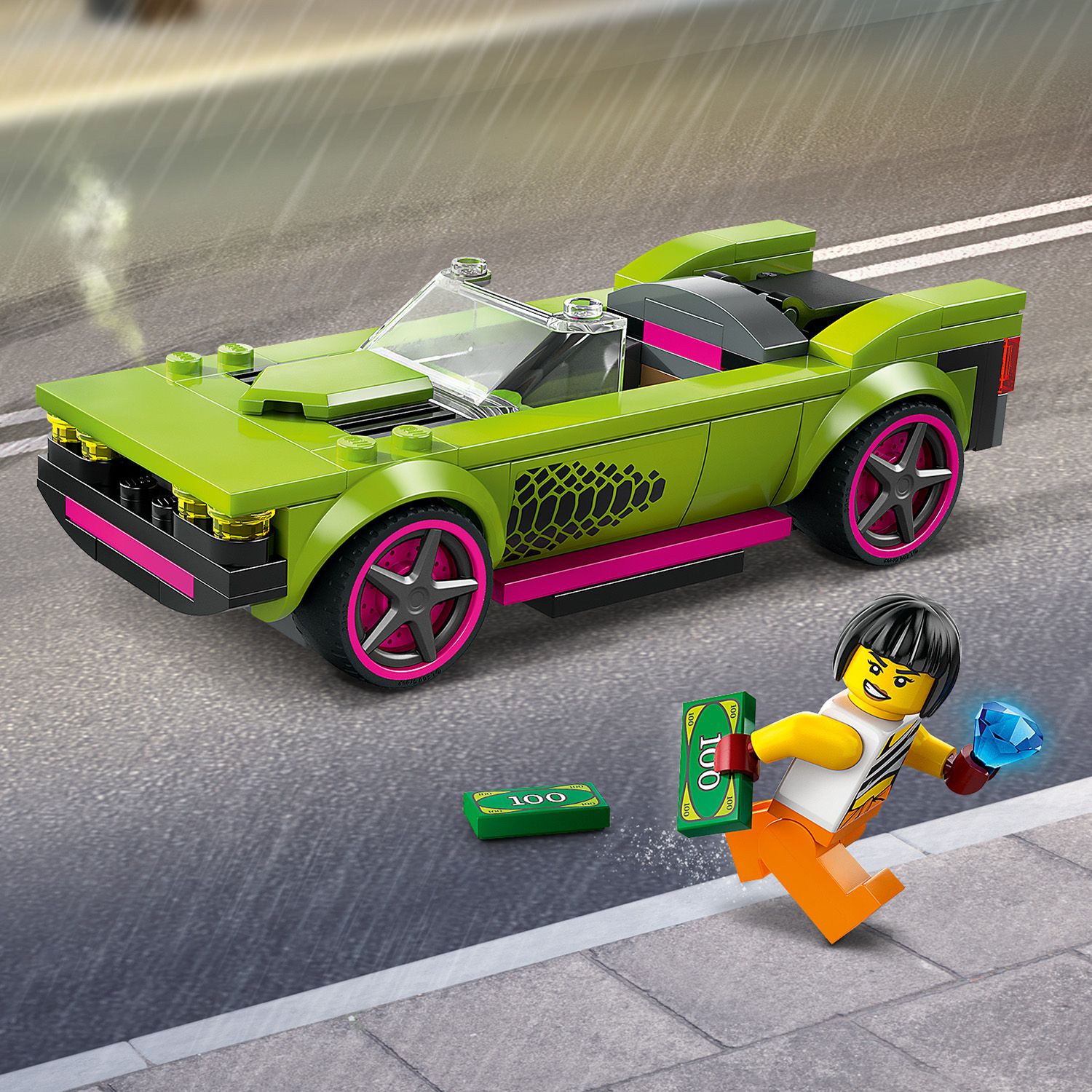 Конструктор LEGO City Переслідування маслкара на поліцейському автомобілі 213 деталі (60415) - фото 8