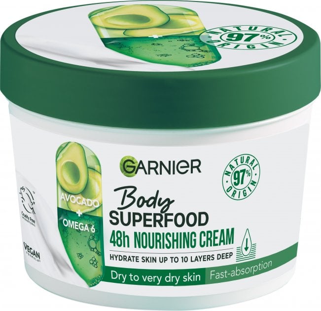 Питательный крем Garnier Body Superfood Авокадо, для сухой и очень сухой кожи, 380 мл - фото 1