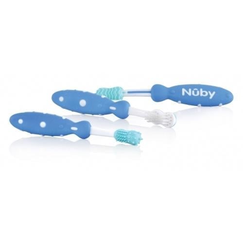 Набір перших зубних щіточок Nuby, синій, 3 шт. (754blu) - фото 1