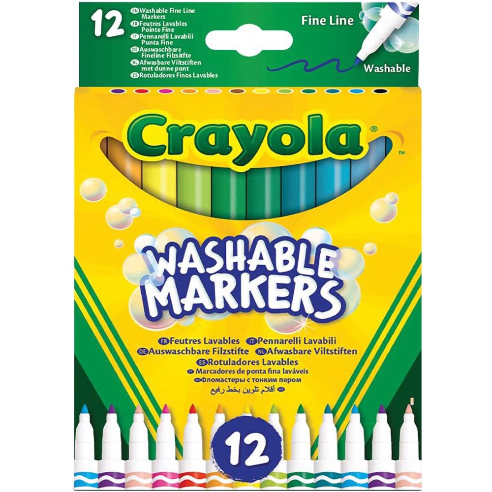 Фломастеры Crayola, тонкая линия, смывающиеся, 12 шт. (58-6671) - фото 1