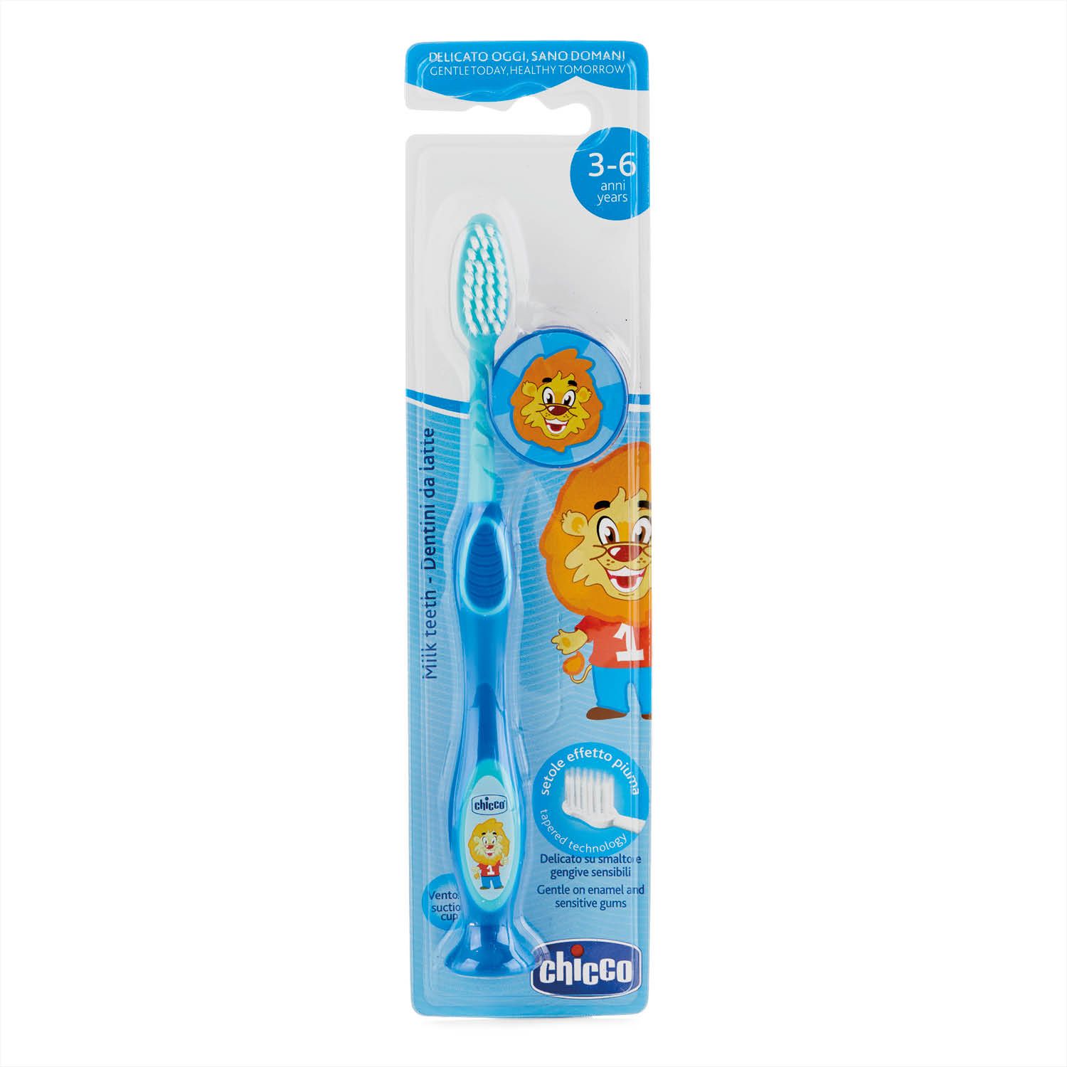 Детская зубная щетка Chicco для молочных зубов Львенок, синий, 3-6 лет (09079.20.10) - фото 2