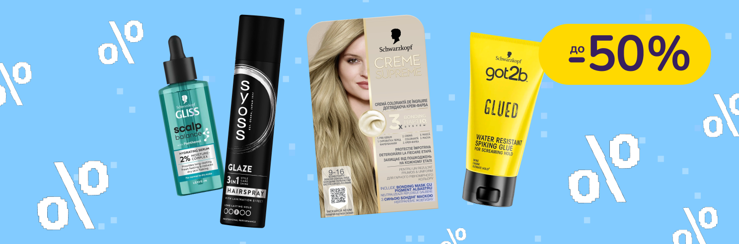 До -50% на засоби для догляду за тілом та волоссям Syoss, Gliss, Palette, Fa та інші