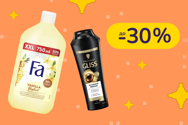 До -30% на товари для краси Syoss, Gliss, Palette, Fa, Brillance, Taft