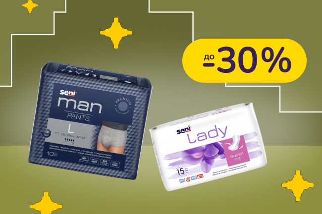 До -30% на урологічні та гігієнічні засоби Seni, Bella