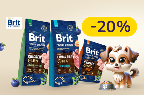 -20% на корми для собак Brit Premium