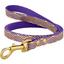 Поводок для собак BronzeDog Barksi Classic кожаный с золотым тиснением Волна М 120х1.2 см фиолетовый - миниатюра 1