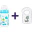 Набір: Пляшка для годування BabyOno, 240 мл, синій (403) + Слинявчик-нагрудник махровий BabyOno Flavour Explorer Єнот, сірий (832 grey) - мініатюра 1