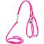Шлея з повідцем для собак Waudog Glamour, шкіряна, кругла, з QR паспортом, 42-60х46-64х0,6/105 см, рожевий (34027) - мініатюра 1