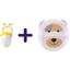 Набор: Ниблер силиконовый Baby Team, желтый (6203 желтый) + Тарелка секционная Baby Team Кот, 120 мл, белый (6000_пес_белый) - миниатюра 1