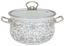 Каструля емальована Infinity Вензель, зі скляною кришкою, 16 см, 2,1 л, білий з сірим (6367436) - мініатюра 1
