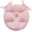 Кругла подушка для стільця Прованс Bella d-40, клітинка, рожевий (13568) - мініатюра 1