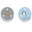 Пустышка силиконовая Baby-Nova Penguin&Bear Uni, круглая, 0-24 мес., голубой и серый, 2 шт. (3962098) - миниатюра 1