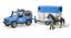 Джип Bruder Land Rover Defender, с прицепом и фигуркой полицейского и коня, синий (02588) - миниатюра 1