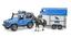 Джип Bruder Land Rover Defender, с прицепом и фигуркой полицейского и коня, синий (02588) - миниатюра 2