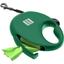Повідець-рулетка для собак Waudog R-leash з контейнером для пакетів, світловідбивна стрічка, М до 20 кг, 5 м зелений - мініатюра 1