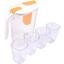 Набір для напоїв Supretto пластиковий глечик із фільтром і 4 склянки прозорий із помаранчевим (83890001) - мініатюра 1