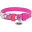 Нашийник для собак Waudog Glamour Зірочка, шкіряний, світловідбивний, світлонакопичуючий, з QR паспортом, M, 30-39х2 см, рожевий - мініатюра 1