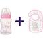 Набір: Пляшка для годування BabyOno, 240 мл, рожевий (403) + Слинявчик-нагрудник махровий BabyOno Flavour Explorer Слон, рожевий (832) - мініатюра 1