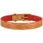Ошейник для собак BronzeDog Barksi Classic Волна кожаный одинарный с золотым тиснением 28-36х1.7 см красный - миниатюра 2