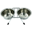 Миска для собак Lucky Star подвійна, на підставці, хромована, 25 см, 2,6 л, срібляста (SWT 2401-5) - мініатюра 1