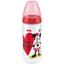 Пляшечка Nuk Міккі Маус FC, з широким горлечком, з силіконовою соскою, 6-18 міс., 300 мл, червоний (3952948) - мініатюра 1