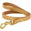 Поводок для собак BronzeDog Barksi Classic кожаный с золотым тиснением Волна S 120х1 см горчичный - миниатюра 1