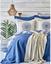 Набор постельное белье с покрывалом и пледом Karaca Home Levni mavi 2020-1, евро, синий, 8 предметов (svt-2000022238762) - миниатюра 1