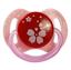 Пустушка силіконова Lindo Квіточки, кругла, 0-6 міс., рожевий (А 31/0-6 роз) - мініатюра 1