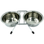 Миска для собак Lucky Star подвійна, на підставці, хромована, 11,5 см, 240 мл, срібляста (SWT 2401-1) - мініатюра 1