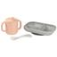 Набір посуду Beaba, силікон, 3 предмета, рожевий з сірим (913527) - мініатюра 1