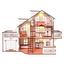 Кукольный дом GoodPlay, с гаражом и подсветкой, розовый (B011) - миниатюра 1
