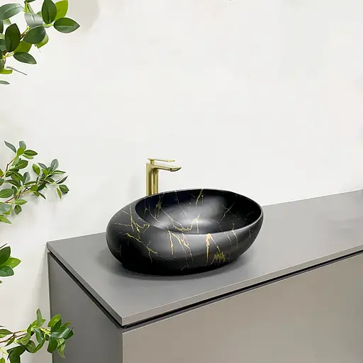 Умивальник VBI Valiano marble black matt накладний VBI-016101, Чорний матовий - фото 6