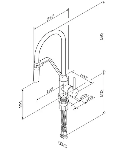 Змішувач для кухні AM.PM Like з гнучким виливом F8013000 - фото 8