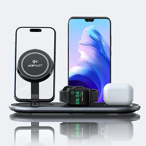 БЗП Acefast E19 Qi2 desktop 3-in-1 Black - фото 2