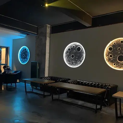 Настенно-потолочный светильник с имитацией луны на 3 световых режима Ø 60 см Line F Арт. W137-600 BK - фото 8