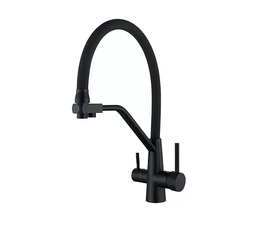 Змішувач для кухні Wezer з підлкюченням до фільтру INX4A-08-BLACK - фото 1