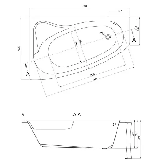 Ванна акриловая Cersant Scla 150x100 L - фото 2