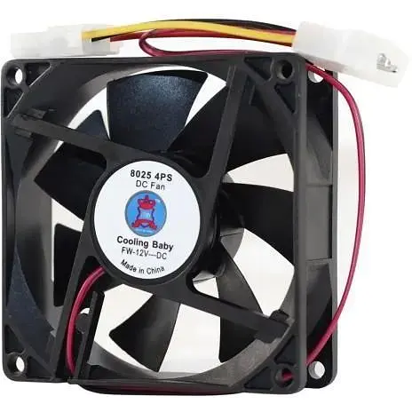 Вентилятор 80 мм Cooling Baby 8025 4PS чорний 80x80x25 мм 2500 об/хв 24.3 дБ Molex - фото 1