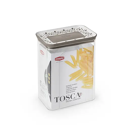 Прямоугольная емкость для хранения продуктов TOSСA 2,2л, бело-серая (55650)