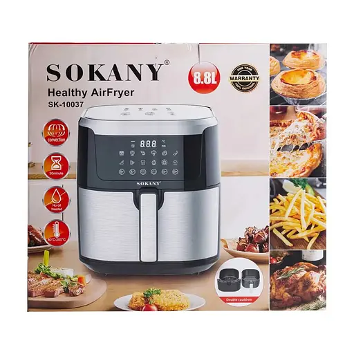 Аэрофритюрница безмасляная Sokany SK-10037 8.8л электрическая сенсорное управление и таймер 1200Вт - фото 10