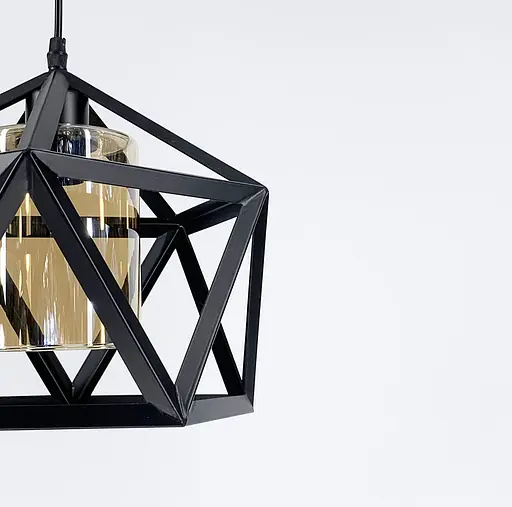 Світильник лофт у каркасі чорного кольору | Line F | Арт. 12203/1 BK+AM - фото 3